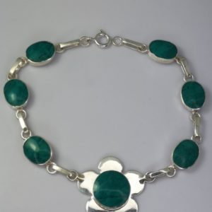 Pulsera de flor de plata con crisocola
