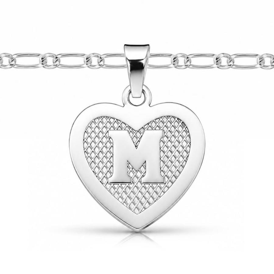 Medalla corazón con cadena de plata 950 de 50 cm